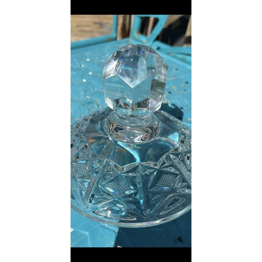 Vtg RARE Sklarny Bohemia Queens Lace Lead Crystal Tall Compote Candy Dish HTF